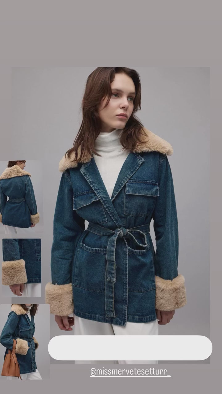 Kürk Detay Kot Çeket