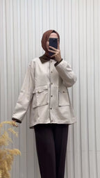 Kadife Yaka Cepli Çeket